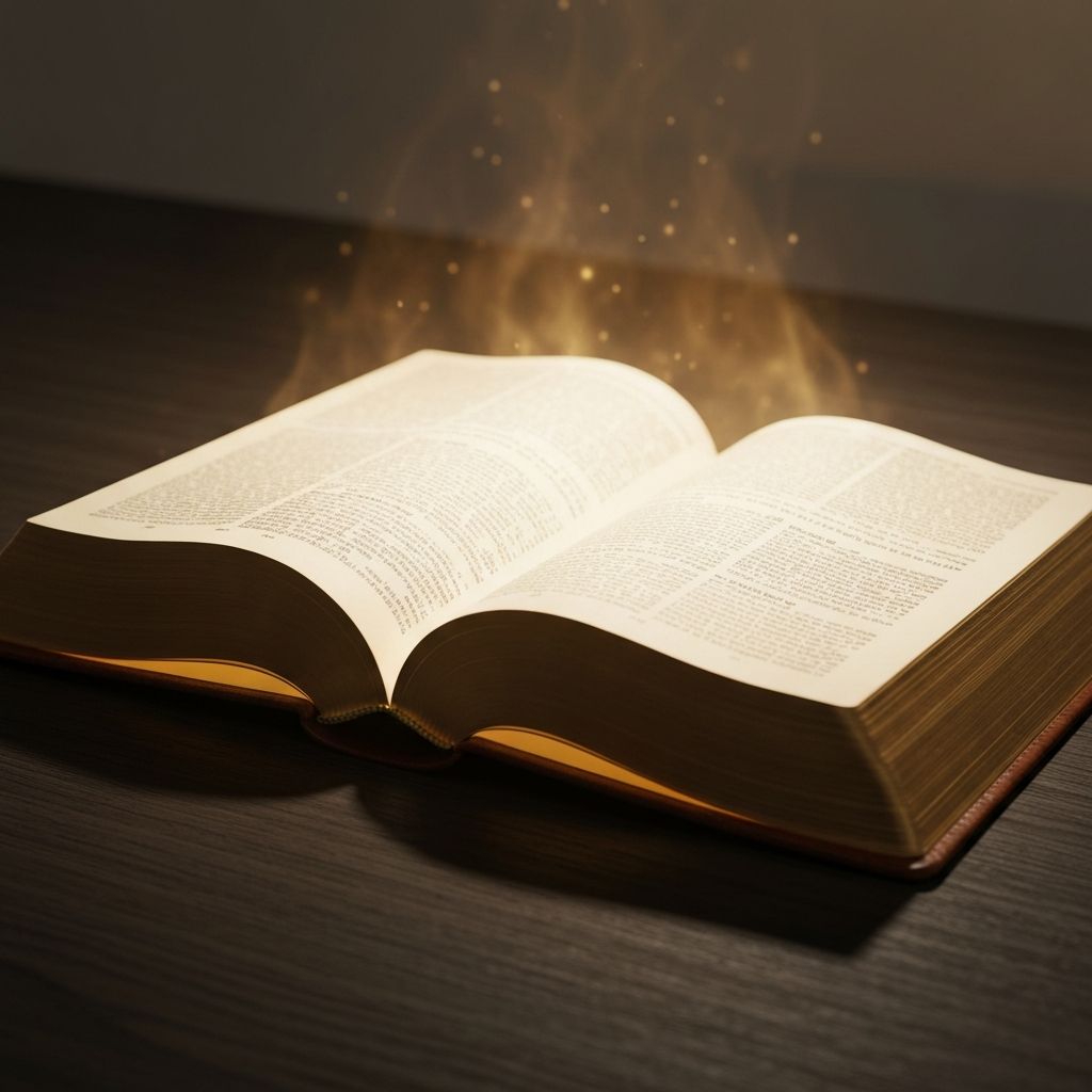Open Bible with divine light